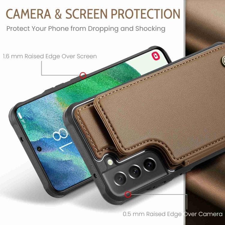 For Samsung Galaxy S21 FE 5G CaseMe C22 Card Slots Holder RFID Anti-theft Phone Case(Brown) - Galaxy Phone Cases by CaseMe | Online Shopping South Africa | PMC Jewellery | Buy Now Pay Later Mobicred