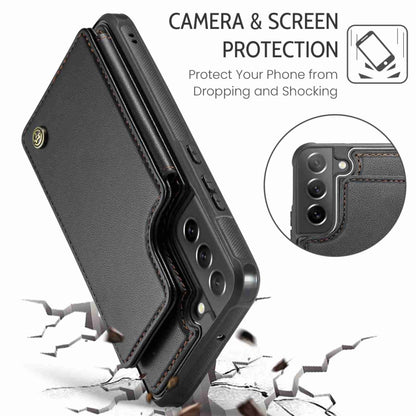 For Samsung Galaxy S21 FE 5G CaseMe C22 Card Slots Holder RFID Anti-theft Phone Case(Black) - Galaxy Phone Cases by CaseMe | Online Shopping South Africa | PMC Jewellery | Buy Now Pay Later Mobicred