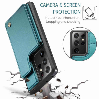 For Samsung Galaxy S21 Ultra 5G CaseMe C22 Card Slots Holder RFID Anti-theft Phone Case(Blue Green) - Galaxy S21 Ultra 5G Cases by CaseMe | Online Shopping South Africa | PMC Jewellery | Buy Now Pay Later Mobicred