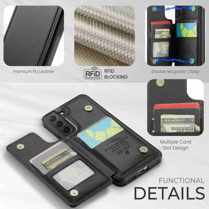 For Samsung Galaxy S22 5G CaseMe C22 Card Slots Holder RFID Anti-theft Phone Case(Black) - Galaxy S22 5G Cases by CaseMe | Online Shopping South Africa | PMC Jewellery | Buy Now Pay Later Mobicred