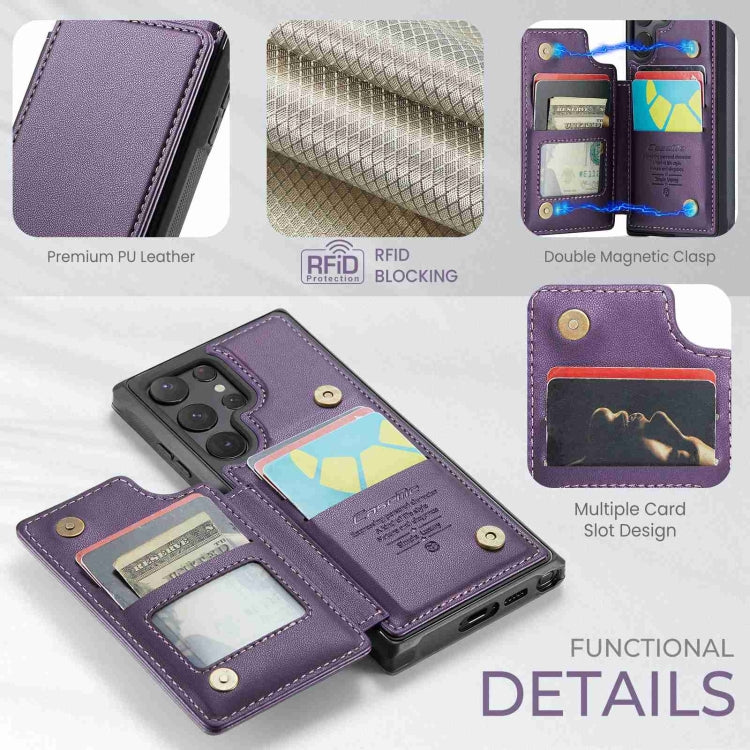 For Samsung Galaxy S22 Ultra 5G CaseMe C22 Card Slots Holder RFID Anti-theft Phone Case(Purple) - Galaxy S22 Ultra 5G Cases by CaseMe | Online Shopping South Africa | PMC Jewellery | Buy Now Pay Later Mobicred