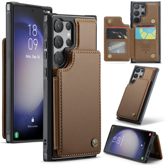 For Samsung Galaxy S23 Ultra 5G CaseMe C22 Card Slots Holder RFID Anti-theft Phone Case(Brown) - Galaxy S23 Ultra 5G Cases by CaseMe | Online Shopping South Africa | PMC Jewellery | Buy Now Pay Later Mobicred