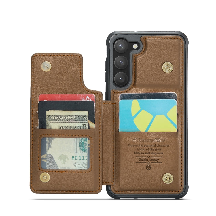 For Samsung Galaxy S23 5G CaseMe C22 Card Slots Holder RFID Anti-theft Phone Case(Brown) - Galaxy S23 5G Cases by CaseMe | Online Shopping South Africa | PMC Jewellery | Buy Now Pay Later Mobicred