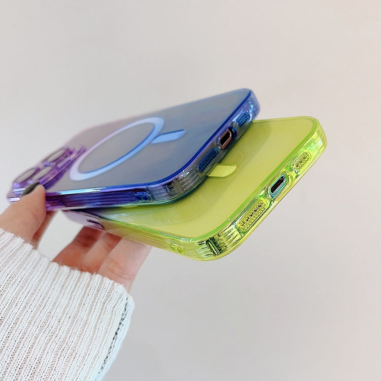 For iPhone 14 MagSafe Magnetic TPU + Acrylic Gradient Color Phone Case(Purple Blue) - iPhone 14 Cases by PMC TechLife | Online Shopping South Africa | PMC TechLife