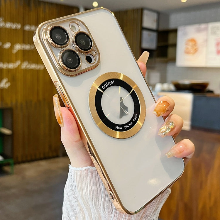 For iPhone 11 Pro Max Transparent Electroplated PC MagSafe Phone Case(Gold) - iPhone 11 Pro Max Cases by PMC TechLife | Online Shopping South Africa | PMC TechLife