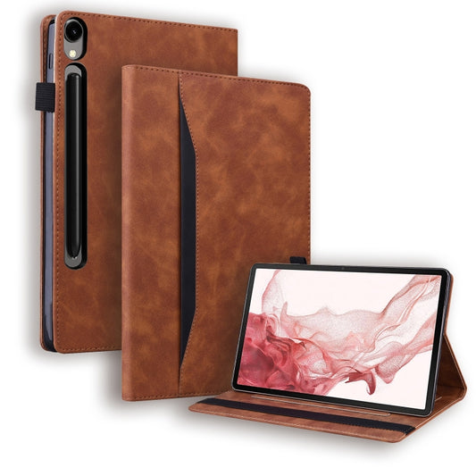 For Samsung Galaxy Tab S9 Ultra /S8 Ultra Splicing Shockproof Leather Tablet Case(Brown) - Galaxy Tab S9 Ultra Cases by PMC Jewellery | Online Shopping South Africa | PMC Jewellery | Buy Now Pay Later Mobicred