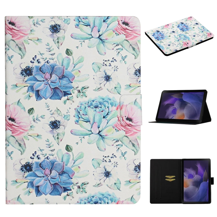 For Samsung Galaxy Tab A9+ Flower Pattern Horizontal Flip PU Tablet Case with Sleep / Wake-up Function(Blue Flower On White) - Galaxy Tab A9+ by PMC Jewellery | Online Shopping South Africa | PMC Jewellery