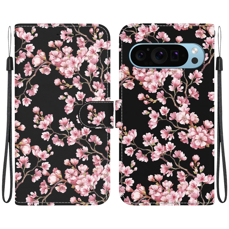 For Google Pixel 9 Pro Crystal Texture Colored Drawing Leather Phone Case(Plum Bossom) - Google Cases by PMC TechLife | Online Shopping South Africa | PMC TechLife | Buy Now Pay Later Mobicred