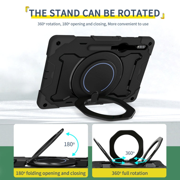 For Samsung Galaxy Tab S9 Ultra Armor Portable Rotating Ring Holder Silicone Tablet Case(Black) - Galaxy Tab S9 Ultra Cases by PMC Jewellery | Online Shopping South Africa | PMC Jewellery | Buy Now Pay Later Mobicred