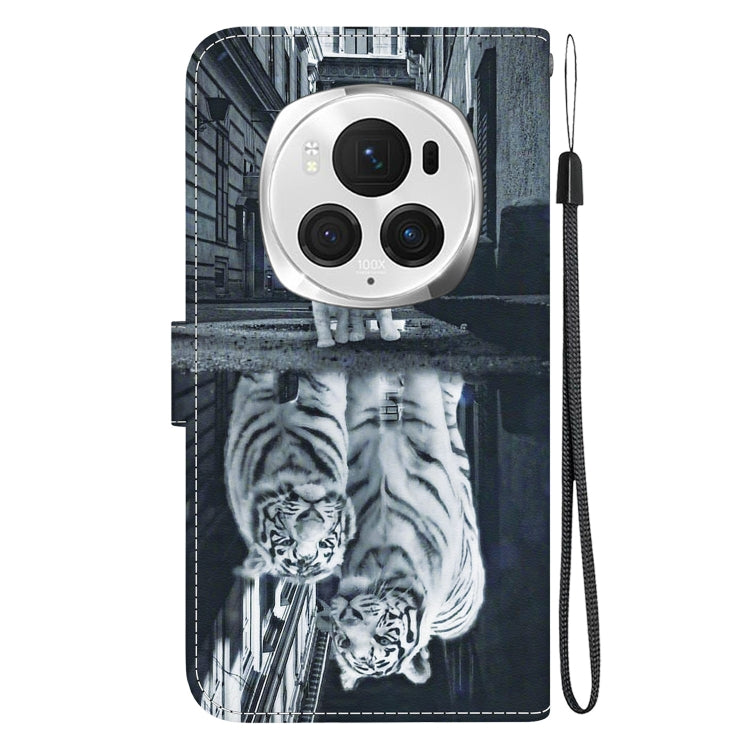 For Honor Magic6 Pro Crystal Texture Colored Drawing Leather Phone Case(Cat Tiger Reflection) - Honor Cases by PMC Jewellery | Online Shopping South Africa | PMC Jewellery | Buy Now Pay Later Mobicred