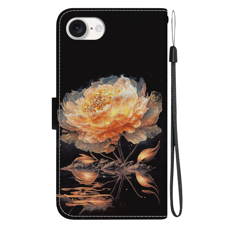 For iPhone SE 2024 Crystal Texture Colored Drawing Leather Phone Case(Gold Peony) - More iPhone Cases by PMC Jewellery | Online Shopping South Africa | PMC Jewellery | Buy Now Pay Later Mobicred