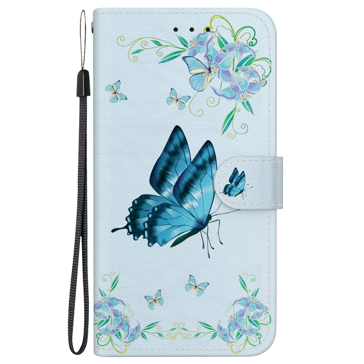 For iPhone SE 2024 Crystal Texture Colored Drawing Leather Phone Case(Blue Pansies) - More iPhone Cases by PMC Jewellery | Online Shopping South Africa | PMC Jewellery | Buy Now Pay Later Mobicred