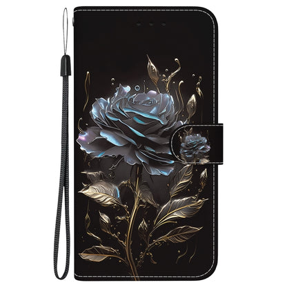 For iPhone 16 Pro Crystal Texture Colored Drawing Leather Phone Case(Black Rose) - iPhone 16 Pro Cases by PMC Jewellery | Online Shopping South Africa | PMC Jewellery | Buy Now Pay Later Mobicred