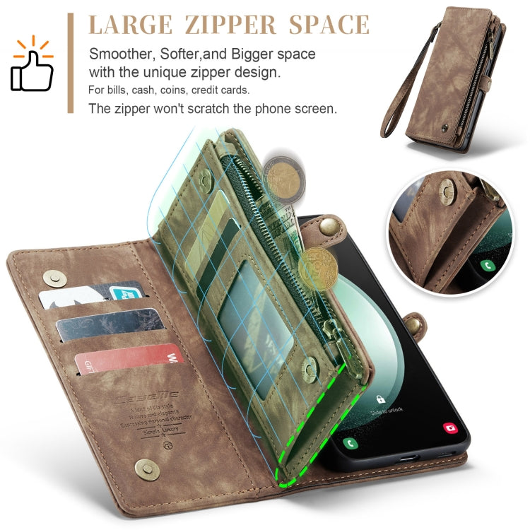 For Samsung Galaxy S23 FE CaseMe 008 Multifunctional Zipper Wallet Leather Phone Case with Lanyard(Brown) - free shipping - PMC Jewellery - Order now!