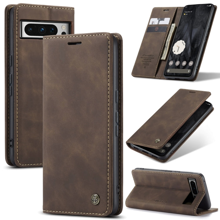 For Google Pixel 8 Pro CaseMe 013 Multifunctional Horizontal Flip Leather Phone Case(Coffee) - Google Cases by CaseMe | Online Shopping South Africa | PMC Jewellery | Buy Now Pay Later Mobicred