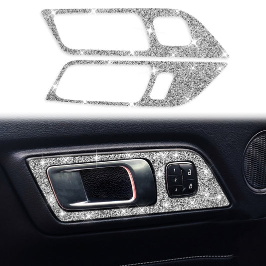 For Ford Mustang 2015-2020 2pcs Car Door Inner Handle Panel Diamond Decoration Sticker, Left Drive - Car Interior Mouldings by PMC Jewellery | Online Shopping South Africa | PMC Jewellery | Buy Now Pay Later Mobicred