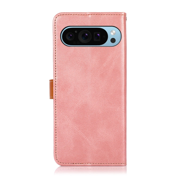 For Google Pixel 9 KHAZNEH Dual-color Cowhide Texture Flip Leather Phone Case(Rose Gold) - Google Cases by PMC Jewellery | Online Shopping South Africa | PMC Jewellery | Buy Now Pay Later Mobicred