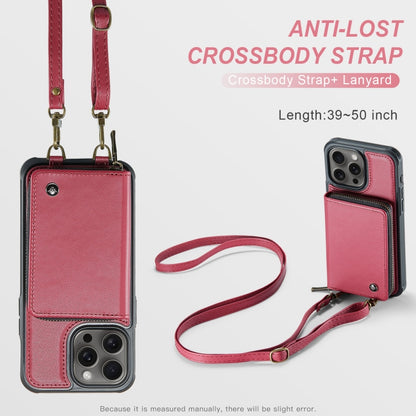 For iPhone 16 Pro Max JEEHOOD C22 Series Zipper Wallet Leather Phone Case with Dual Lanyard(Red) - iPhone 16 Pro Max Cases by JEEHOOD | Online Shopping South Africa | PMC Jewellery | Buy Now Pay Later Mobicred