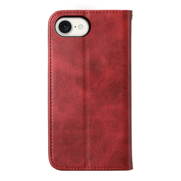 For iPhone 16e Cubic Grid Calf Texture Magnetic Leather Phone Case(Red) - iPhone 16e Cases by PMC TechLife | Online Shopping South Africa | PMC TechLife | Buy Now Pay Later Mobicred