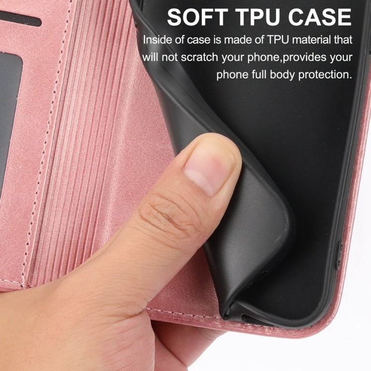 For iPhone 16e Cubic Grid Calf Texture Magnetic Leather Phone Case(Rose Gold) - iPhone 16e Cases by PMC TechLife | Online Shopping South Africa | PMC TechLife | Buy Now Pay Later Mobicred