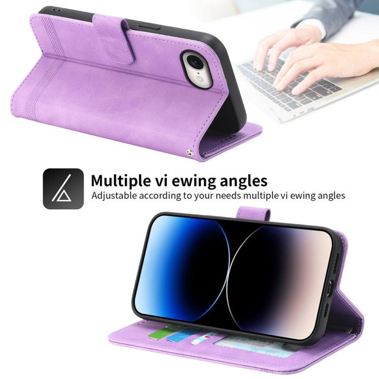 For iPhone 16e Dierfeng Dream Line TPU + PU Leather Phone Case(Purple) - iPhone 16e Cases by PMC TechLife | Online Shopping South Africa | PMC TechLife | Buy Now Pay Later Mobicred