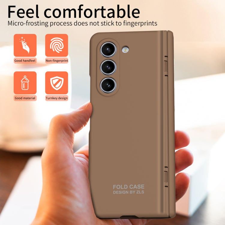 For Samsung Galaxy Z Fold5 Extraordinary Series Hinged Folding Full Phone Case(Coffee) - Galaxy Z Fold5 Cases by PMC Jewellery | Online Shopping South Africa | PMC Jewellery