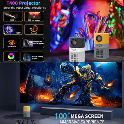 T400 3000 Lumens LED Mini Projector Support Wifi Screen Mirroring, Plug Type:US Plug(Black White) - Mini Projector by PMC Jewellery | Online Shopping South Africa | PMC Jewellery | Buy Now Pay Later Mobicred