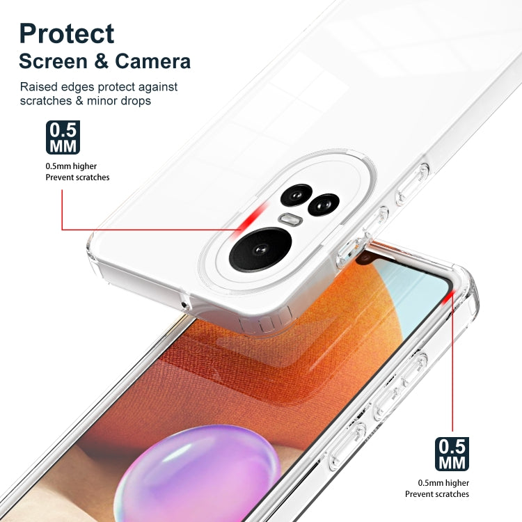 For OPPO Reno10 5G/Reno10 Pro 5G 3 in 1 Clear TPU Color PC Frame Phone Case(White) - OPPO Cases by PMC Jewellery | Online Shopping South Africa | PMC Jewellery