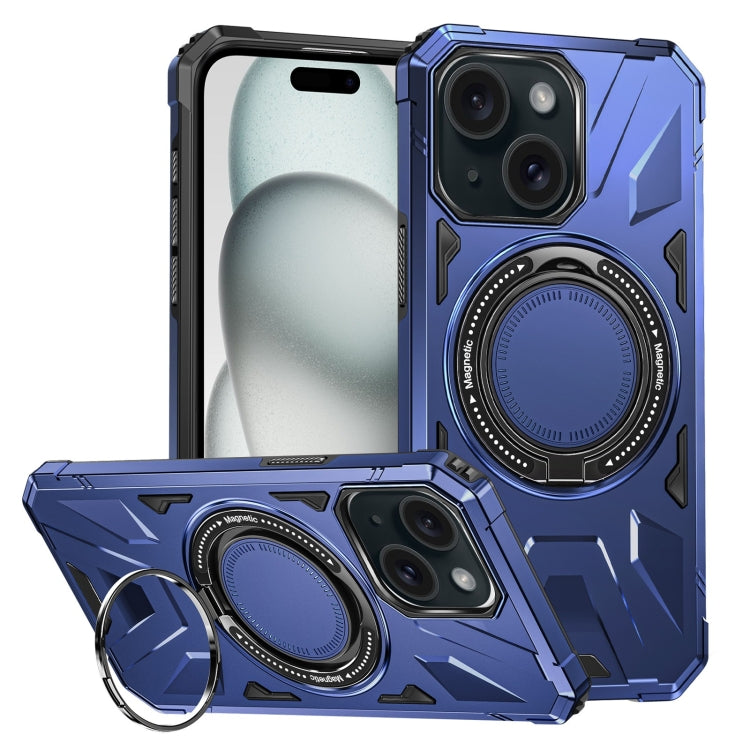 For iPhone 15 Plus MagSafe Magnetic Shockproof Phone Case with Ring Holder(Navy Blue) - iPhone 15 Plus Cases by PMC TechLife | Online Shopping South Africa | PMC TechLife