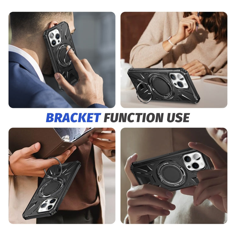 For iPhone 15 Plus MagSafe Magnetic Shockproof Phone Case with Ring Holder(Black) - iPhone 15 Plus Cases by PMC TechLife | Online Shopping South Africa | PMC TechLife