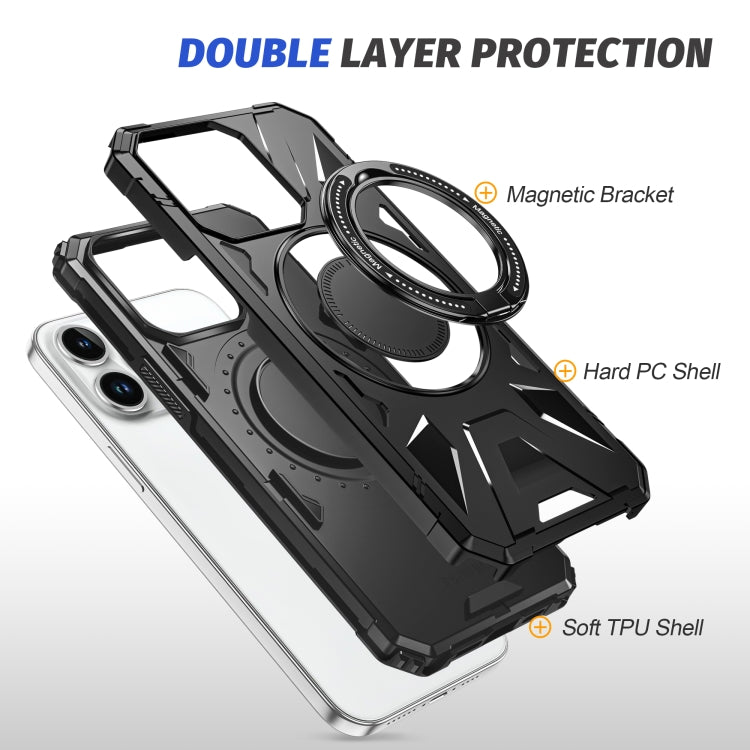 For iPhone 15 MagSafe Magnetic Shockproof Phone Case with Ring Holder(Black) - iPhone 15 Cases by PMC TechLife | Online Shopping South Africa | PMC TechLife
