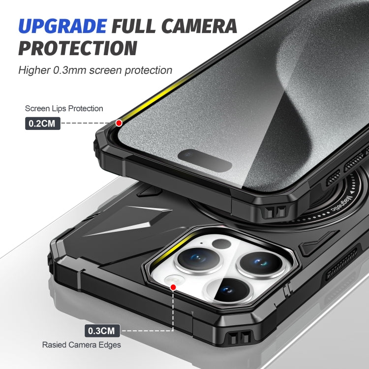For iPhone 15 MagSafe Magnetic Shockproof Phone Case with Ring Holder(Black) - iPhone 15 Cases by PMC TechLife | Online Shopping South Africa | PMC TechLife