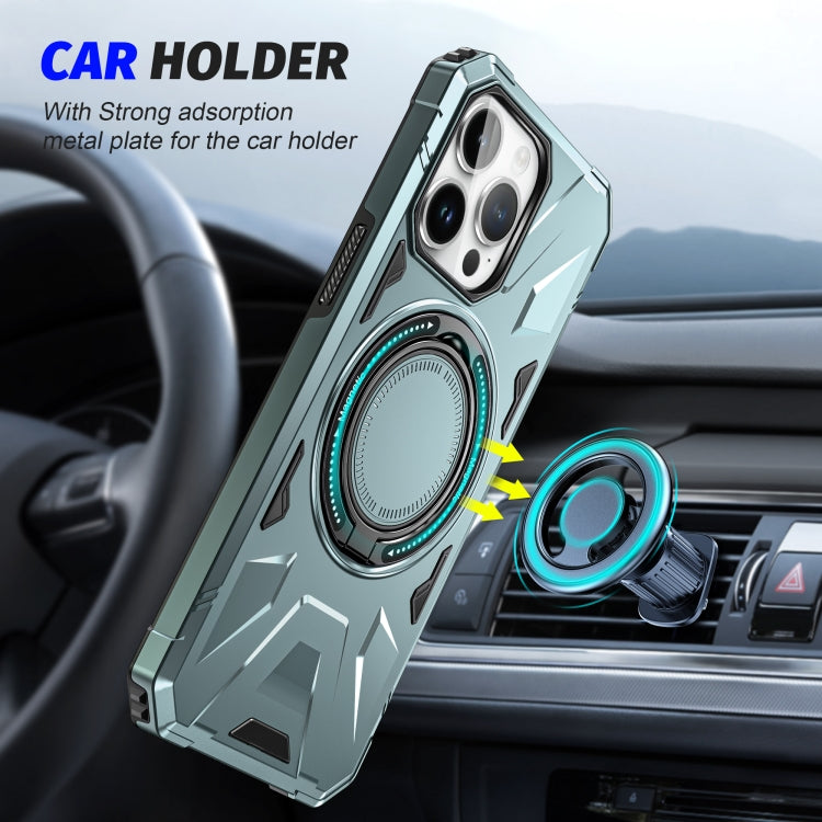 For iPhone 14 Pro MagSafe Magnetic Shockproof Phone Case with Ring Holder(Green) - iPhone 14 Pro Cases by PMC TechLife | Online Shopping South Africa | PMC TechLife