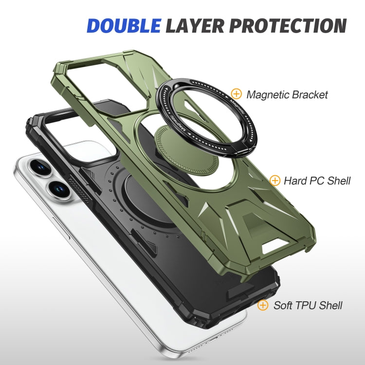 For iPhone 13 Pro Max MagSafe Magnetic Shockproof Phone Case with Ring Holder(Dark Green) - iPhone 13 Pro Max Cases by PMC Jewellery | Online Shopping South Africa | PMC Jewellery