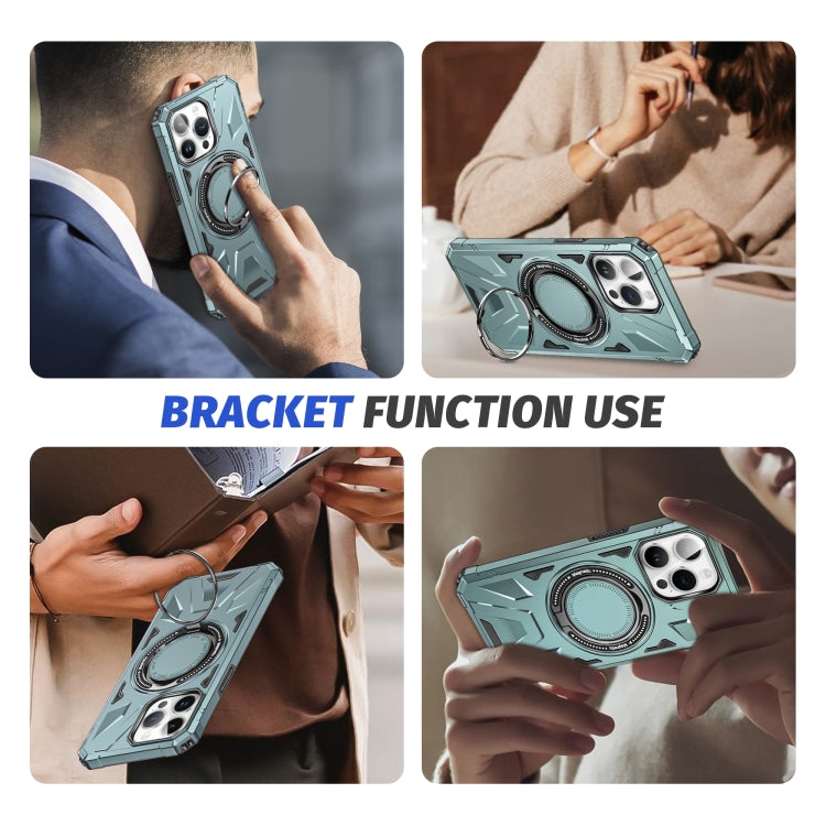 For iPhone 12 Pro Max MagSafe Magnetic Shockproof Phone Case with Ring Holder(Green) - iPhone 12 Pro Max Cases by PMC TechLife | Online Shopping South Africa | PMC TechLife