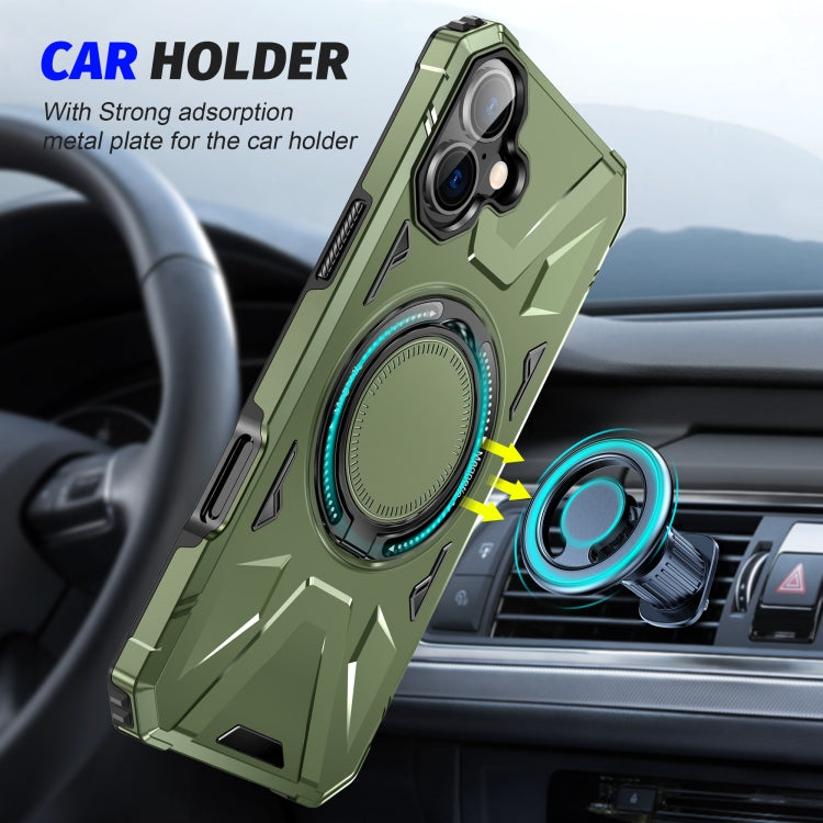 For iPhone 16 MagSafe Magnetic Shockproof Phone Case with Ring Holder(Dark Green) - iPhone 16 Cases by PMC TechLife | Online Shopping South Africa | PMC TechLife | Buy Now Pay Later Mobicred