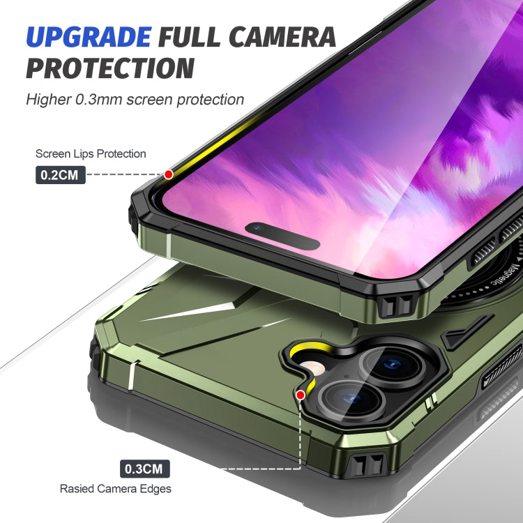 For iPhone 16 MagSafe Magnetic Shockproof Phone Case with Ring Holder(Dark Green) - iPhone 16 Cases by PMC TechLife | Online Shopping South Africa | PMC TechLife | Buy Now Pay Later Mobicred