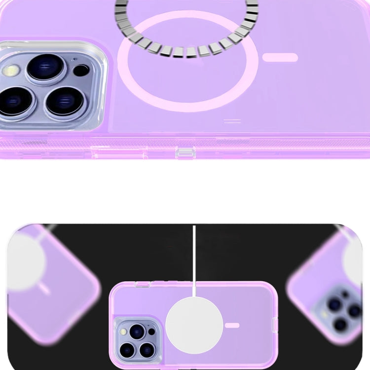 For iPhone 12 Shockproof MagSafe Magnetic Phone Case(Transparent Purple) - iPhone 12 / 12 Pro Cases by PMC TechLife | Online Shopping South Africa | PMC TechLife