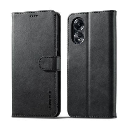 For OPPO A18 4G / A38 4G LC.IMEEKE Calf Texture Horizontal Flip Leather Case(Black) - A18 Cases by LC.IMEEKE | Online Shopping South Africa | PMC Jewellery | Buy Now Pay Later Mobicred