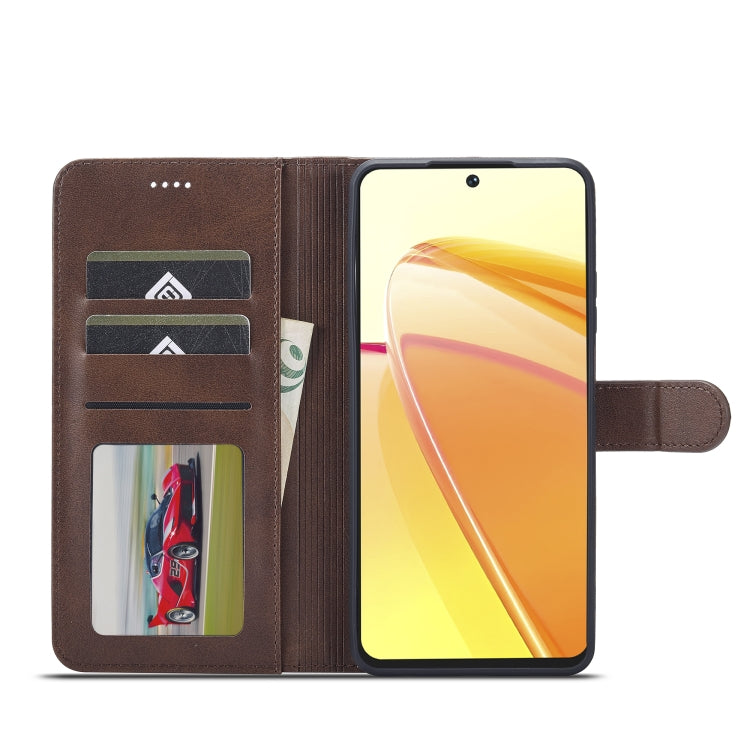 For Realme C55 LC.IMEEKE Calf Texture Horizontal Flip Leather Case(Brown) - Realme Cases by LC.IMEEKE | Online Shopping South Africa | PMC Jewellery | Buy Now Pay Later Mobicred