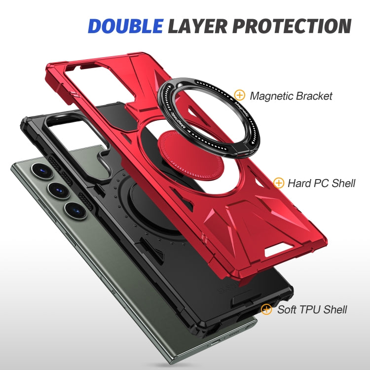 For Samsung Galaxy S23 5G MagSafe Magnetic Shockproof Phone Case with Ring Holder(Red) - Galaxy S23 5G Cases by PMC TechLife | Online Shopping South Africa | PMC TechLife