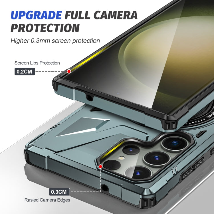 For Samsung Galaxy S23+ 5G MagSafe Magnetic Shockproof Phone Case with Ring Holder(Green) - Galaxy S23+ 5G Cases by PMC TechLife | Online Shopping South Africa | PMC TechLife