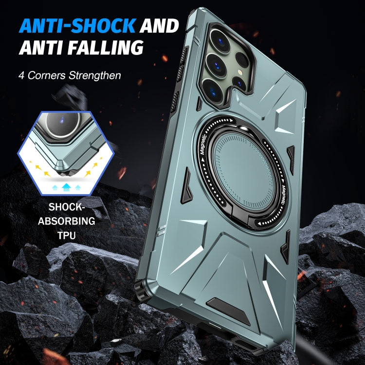 For Samsung Galaxy S23+ 5G MagSafe Magnetic Shockproof Phone Case with Ring Holder(Green) - Galaxy S23+ 5G Cases by PMC TechLife | Online Shopping South Africa | PMC TechLife