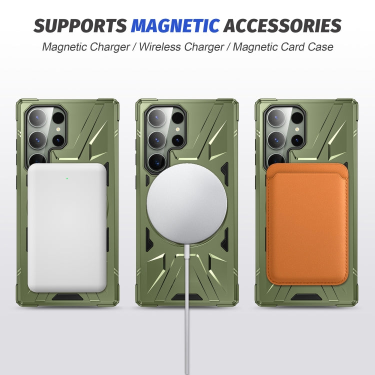 For Samsung Galaxy S24 Ultra 5G MagSafe Magnetic Shockproof Phone Case with Ring Holder(Dark Green) - Galaxy S24 Ultra 5G Cases by PMC Jewellery | Online Shopping South Africa | PMC Jewellery