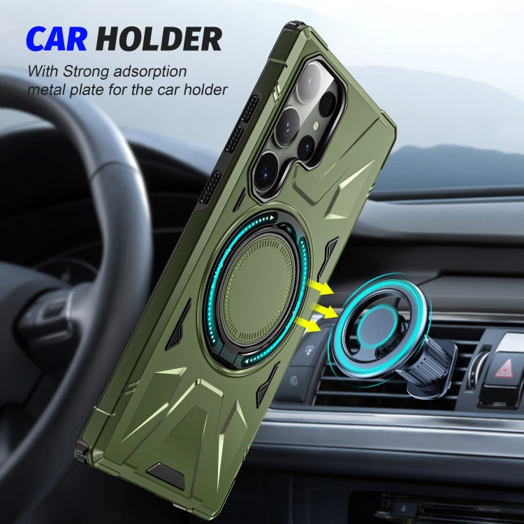 For Samsung Galaxy S24+ 5G MagSafe Magnetic Shockproof Phone Case with Ring Holder(Dark Green) - Galaxy S24+ 5G Cases by PMC Jewellery | Online Shopping South Africa | PMC Jewellery