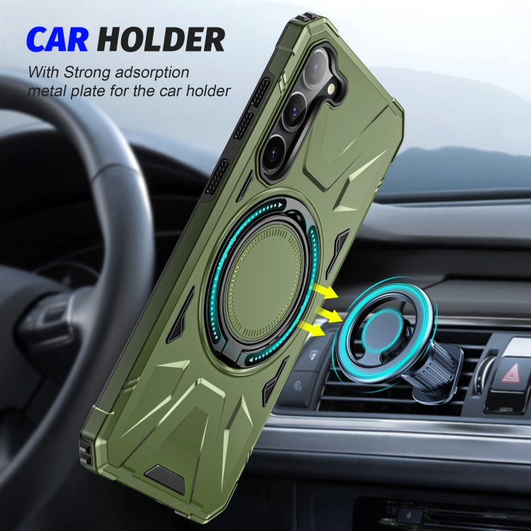 For Samsung Galaxy S24 5G MagSafe Magnetic Shockproof Phone Case with Ring Holder(Dark Green) - Galaxy S24 5G Cases by PMC Jewellery | Online Shopping South Africa | PMC Jewellery