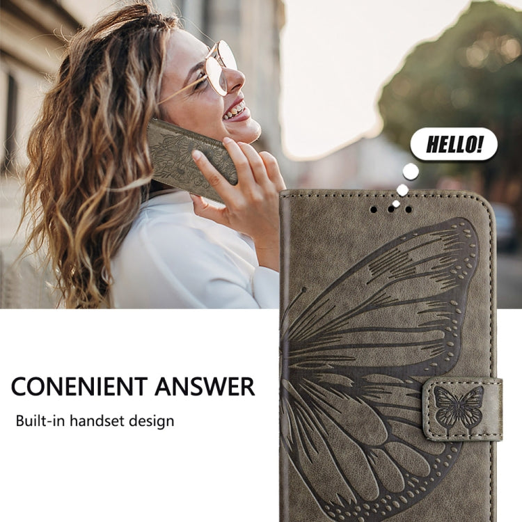 For Huawei Pura 70 Pro Embossed Butterfly Leather Phone Case(Grey) - Huawei Cases by PMC Jewellery | Online Shopping South Africa | PMC Jewellery | Buy Now Pay Later Mobicred