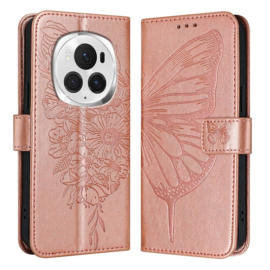 For Honor Magic6 Pro 5G Global Embossed Butterfly Leather Phone Case(Rose Gold) - Honor Cases by PMC Jewellery | Online Shopping South Africa | PMC Jewellery | Buy Now Pay Later Mobicred