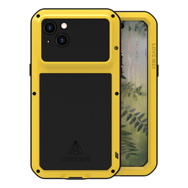 For iPhone 15 Plus LOVE MEI Metal Shockproof Life Waterproof Dustproof Phone Case(Yellow) - iPhone 15 Plus Cases by LOVE MEI | Online Shopping South Africa | PMC Jewellery