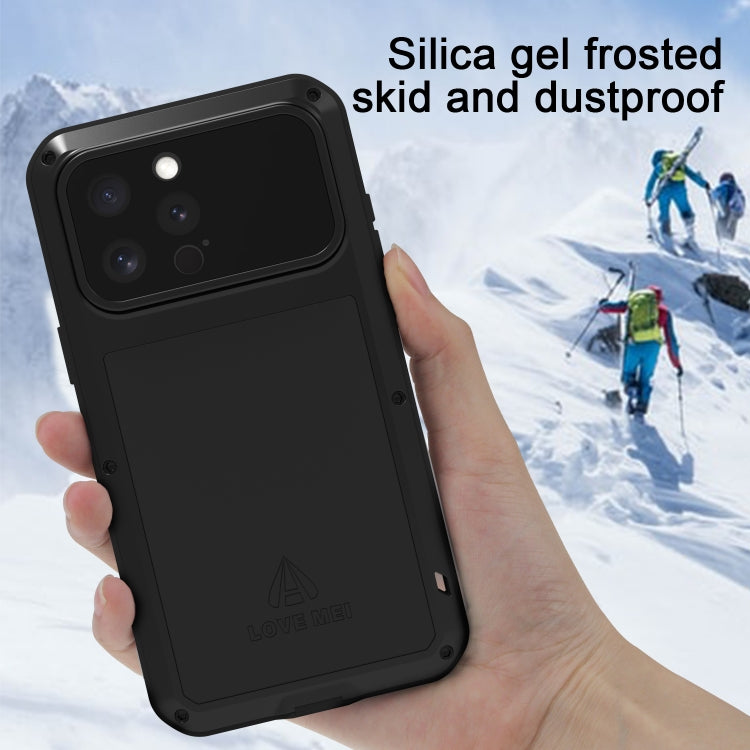 For iPhone 16 Pro Max LOVE MEI Metal Shockproof Life Waterproof Dustproof Phone Case(Black) - iPhone 16 Pro Max Tempered Glass by LOVE MEI | Online Shopping South Africa | PMC Jewellery | Buy Now Pay Later Mobicred